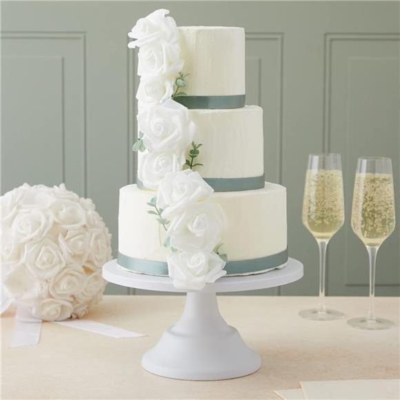 100 Pack White Artificial Flowers, Bulk Stemless Fake Foam Roses for Wedding 3in - Picture 3 of 6